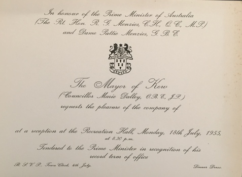 Reception in Honour of the Prime Minister of Australia