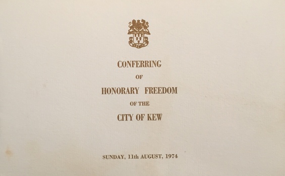 Conferring of Honorary Freedom of the City of Kew