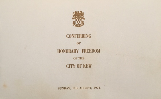 Conferring of Honorary Freedom of the City of Kew