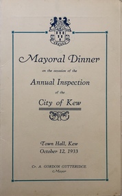 Mayoral Dinner, Town Hall, Kew, 1933