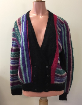 Striped Hand-Knitted Woollen Cardigan