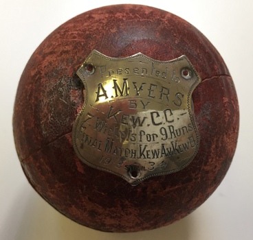 Cricket ball trophy with engraved plaque 