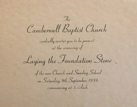 Laying the Foundation Stone, Camberwell Baptist Church