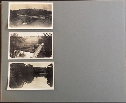 Photograph album - page 19 - [Untitled but Yarra River with Pipe Bridge, Zig-Zag Bridge etc]