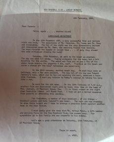 Letter: Junior Members, Kew Baseball Club