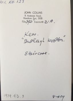 Verso: 'Butleigh Wooton', 867 Glenferrie Road