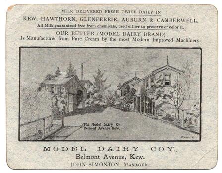 Model Dairy Coy: Belmont Avenue, Kew