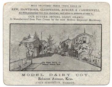 Model Dairy Coy: Belmont Avenue, Kew