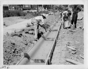 Instructional photograph: using concrete in street kerbs