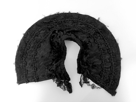 Black satin and lace capelet