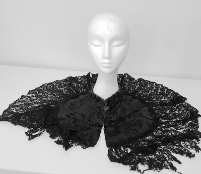 Black satin and lace capelet