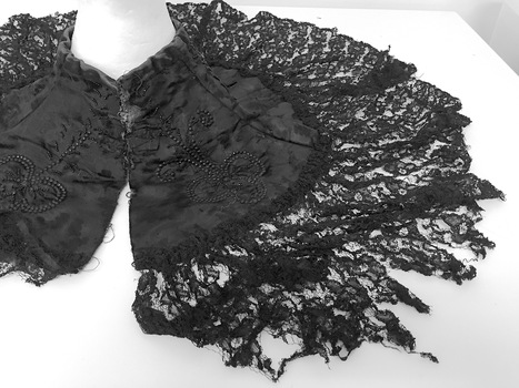Black satin and lace capelet
