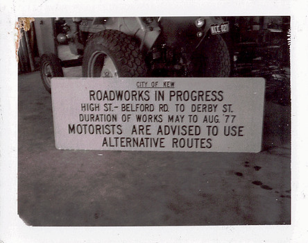 City of Kew 'Roadworks in Progress' sign