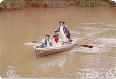Re-enactment of Charles Grimes' survey party during a Festival of Kew