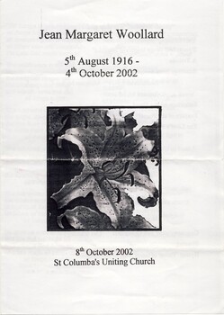 Order of Service: Jean Margaret Woollard (1916-2002)