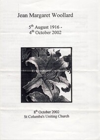 Order of Service: Jean Margaret Woollard (1916-2002)