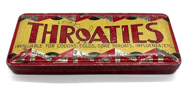 Container - Throaties tin, Sweetacres, 1950s