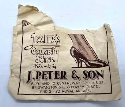 Torn wrapper, J Peter & Son