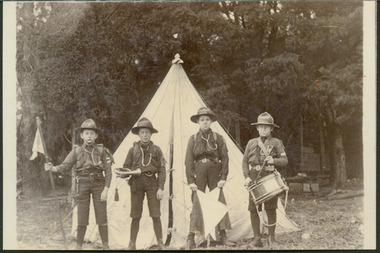 Scouts in front of Bell Tent