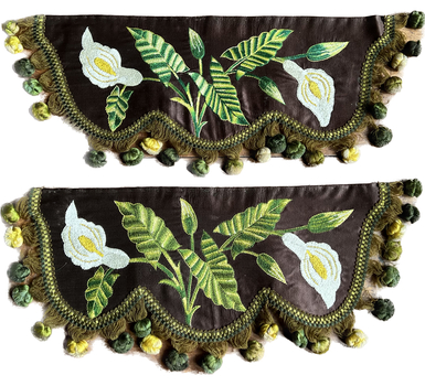 Pair of hand embroidered pelmets