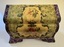 Upright, embossed celluloid, silk lined vanity dresser box