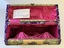Upright, embossed celluloid, silk lined vanity dresser box