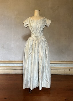 Grey silk wedding dress