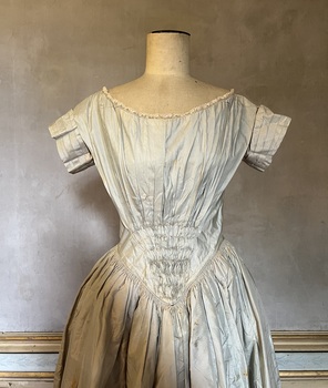 Grey silk wedding dress