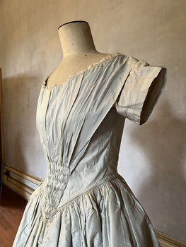 Grey silk wedding dress