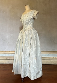 Grey silk wedding dress