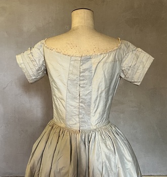 Grey silk wedding dress