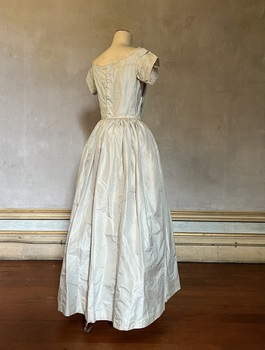Grey silk wedding dress
