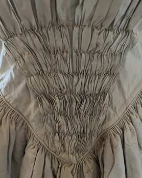 Grey silk wedding dress
