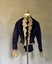 Midnight blue silk and velvet bodice