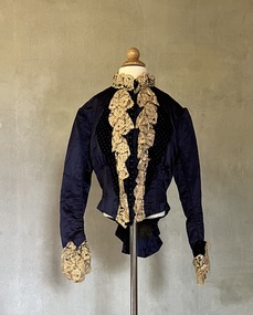 Midnight blue silk and velvet bodice