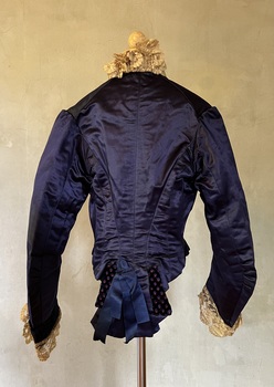 Midnight blue silk and velvet bodice