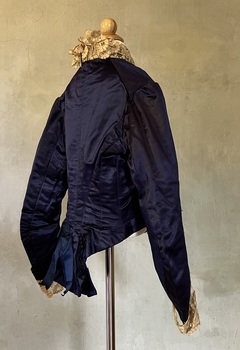 Midnight blue silk and velvet bodice