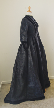 Black moiré silk faille day dress