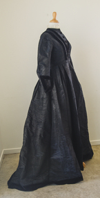 Black moiré silk faille day dress