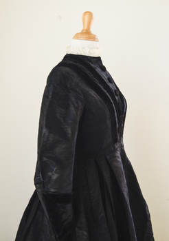 Black moiré silk faille day dress