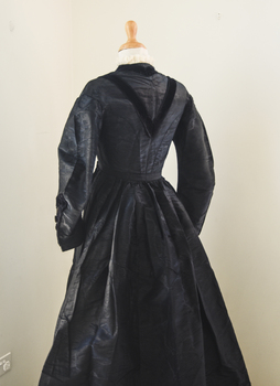 Black moiré silk faille day dress