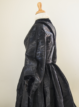 Black moiré silk faille day dress