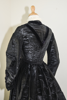 Black moiré silk faille day dress