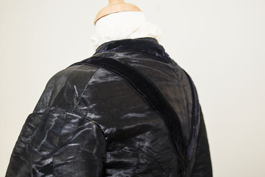 Black moiré silk faille day dress