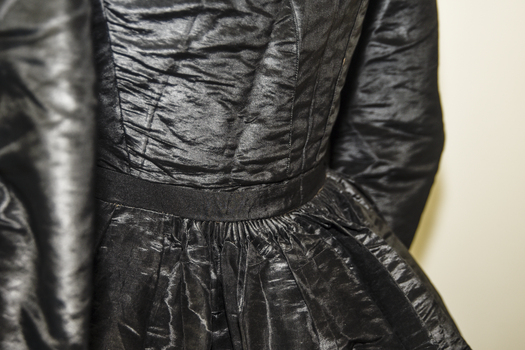 Black moiré silk faille day dress