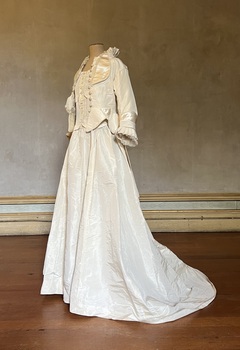 Ivory silk and satin wedding dress and jacket