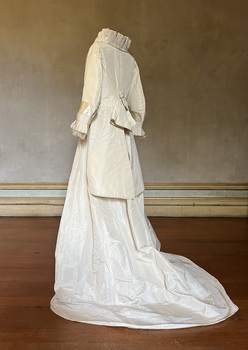 Ivory silk and satin wedding dress and jacket