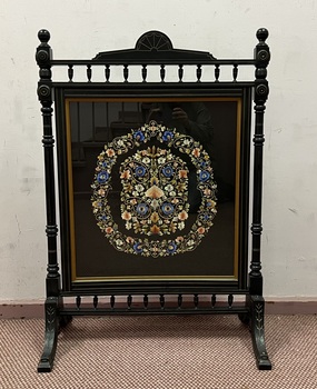 Hand embroidered fire screen