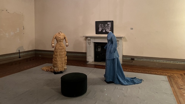 Exhibition - Fashion in the Age of Elegance 1840-1900. Costumes of Caroline Michel (1851-1924).  Principal bedroom, Villa Alba Museum, 2023