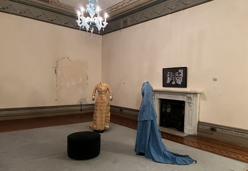 Exhibition - Fashion in the Age of Elegance 1840-1900. Costumes of Caroline Michel (1851-1924).  Principal bedroom, Villa Alba Museum, 2023